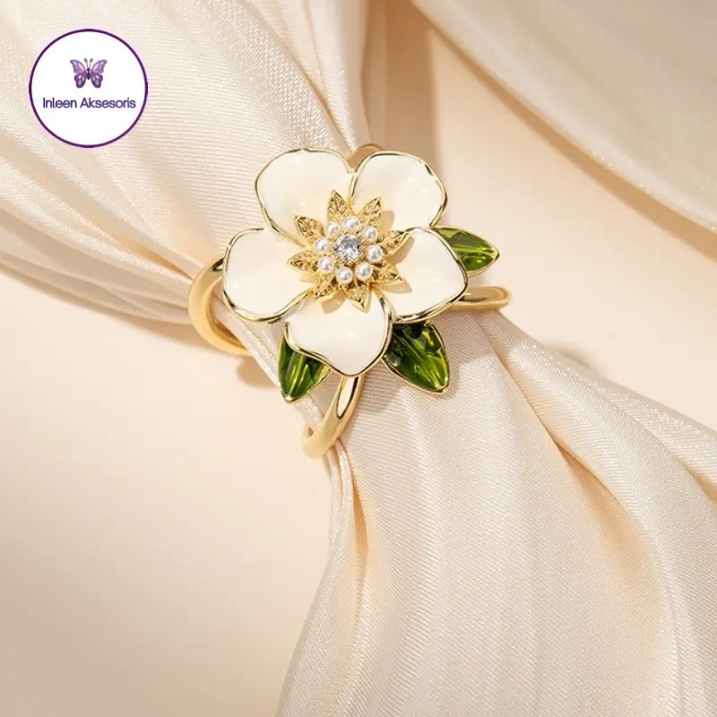 Cincin Syal Bros Gardenia Ring Jilbab Alloy Diameter 2,1 cm - Clips