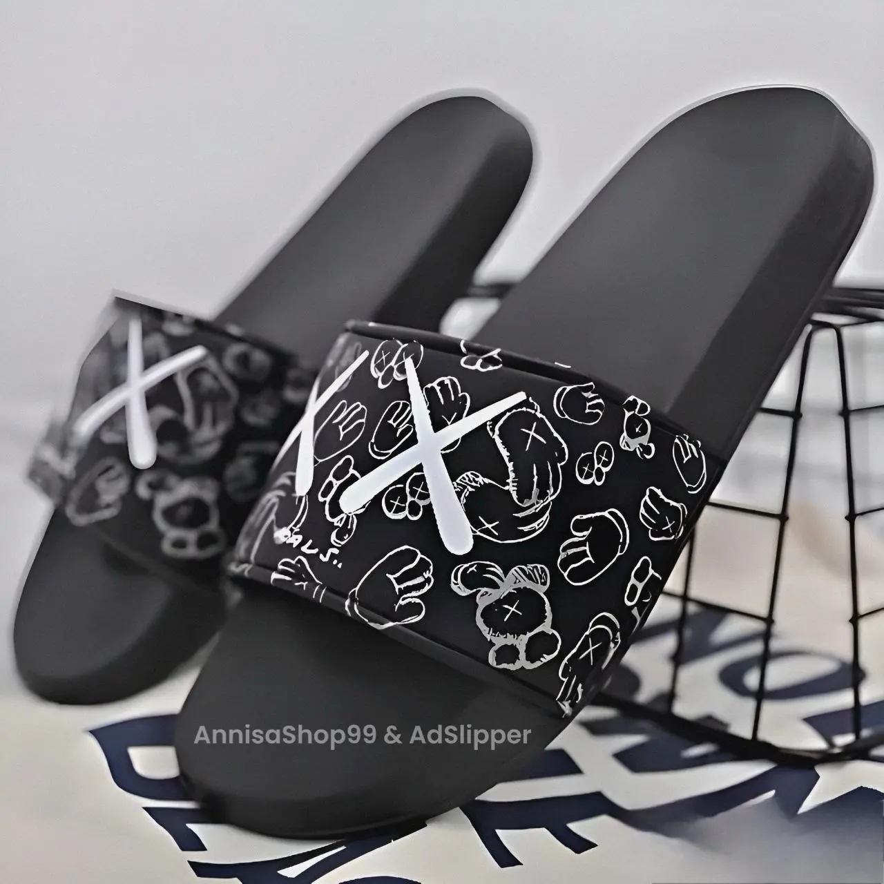 AN - CAP TANGAN HITAM SHB - Promo Sandal Slop Slip On Distro Casual Pria Wanita Dewasa