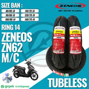 Ban Zeneos ZN62 Ring 14 80/80, 90/80, 100/80, 110/70 Untuk Motor Beat, Vario, dll