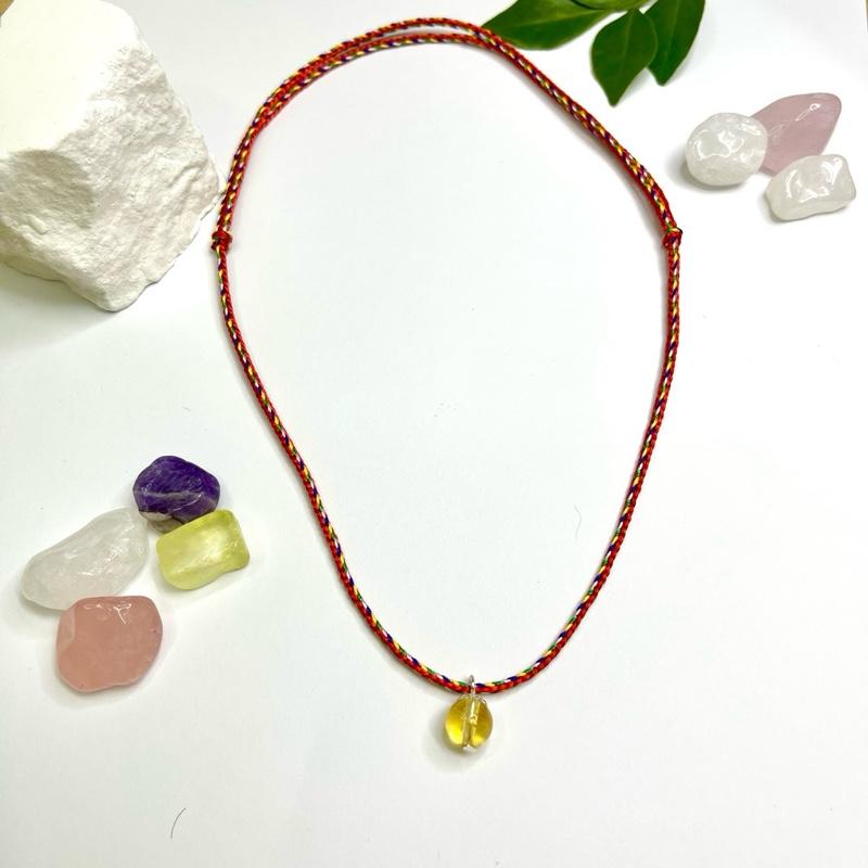 Dây chuyền chỉ đỏ ngũ sắc mix đá năng lượng bình an may mắn vòng cổ vòng phong thủy Plink gems