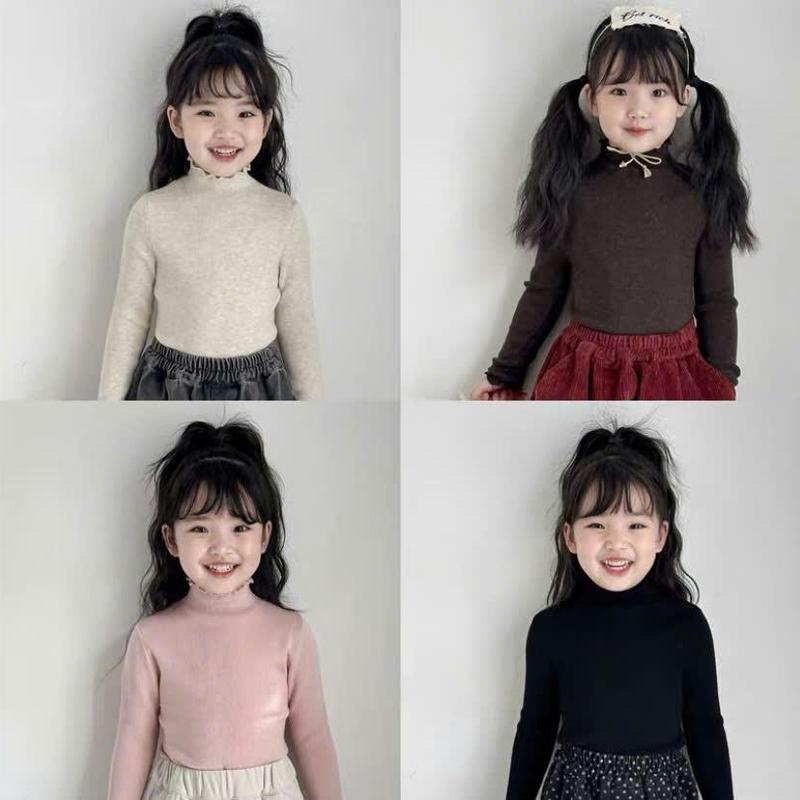 Áo giữ nhiệt cổ cao, dáng hàn chất nỉ cotton cao cấp cho bé gái 10-27kg S.A.M Kids