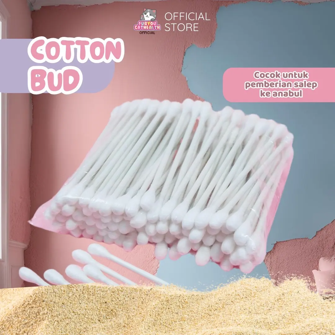 Cotton Bud untuk Pembersih Telinga Hewan Peliharaan dan Pengolesan Salep pada Kulit Anabul