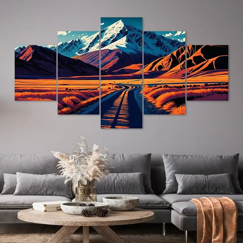 AINUN.....WALLDECOR HIASAN DINDING PAJANGAN RUANG TAMU MOTIF PEMANDANGAN 1SET 5PICIS/HIASAN DINGDING DEKORASI RUMAH POSTER KAYU MDF Kualitas Tinggi 7