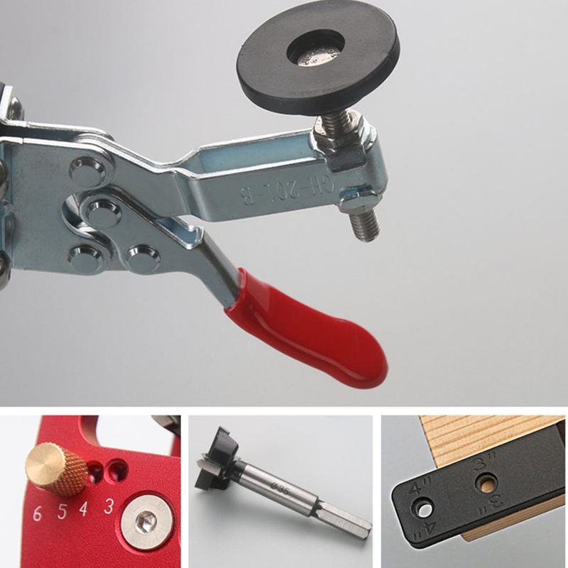 Product Introduction of 35mm Hinge Boring Jig Woodworking Hole Drilling Guide Locator with Fixture Aluminum Alloy Hole Opener Template Tools 24