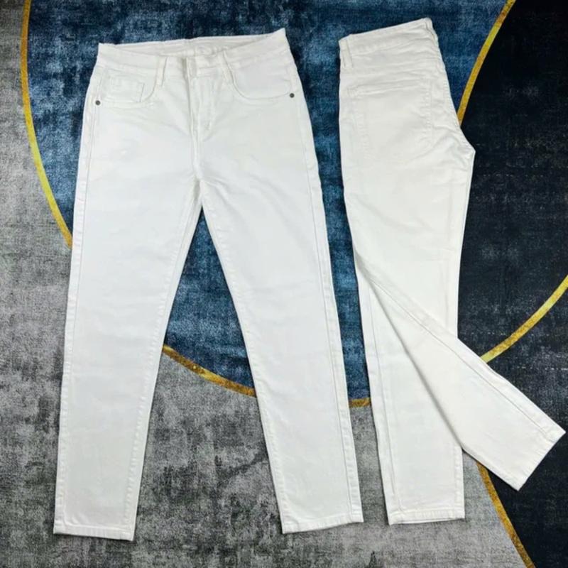 Quần jean nam dài trắng trơn,trắng rách gối chất vải co dãn mặt thoáng mát phong cách trẻ trung kiểu mới cao cấp Menswear Top
