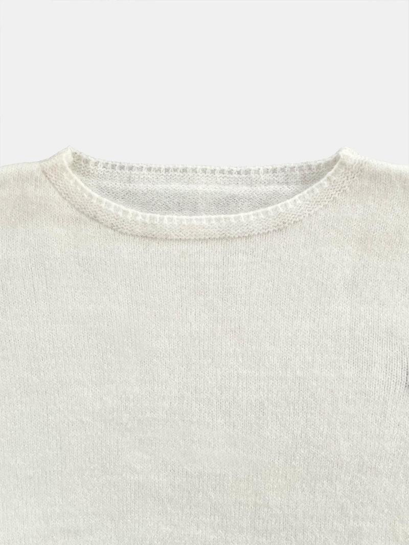 Product Introduction of Women's Bow Pattern Crew Neck Sweater Pullover, Casual Short Sleeve Jumper for Summer, Fashion Women's Knitwear for Daily Wear 6