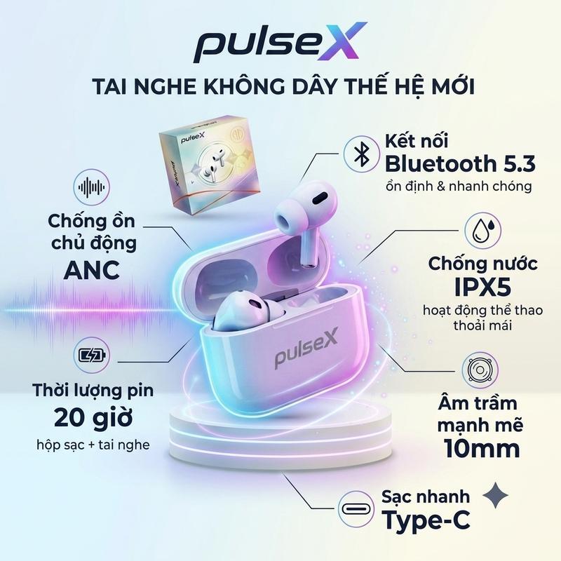 Tai Nghe Bluetooth EPX01 | Bản Nâng Cấp Chống Ồn Tốt | Bass Mạnh | TZO