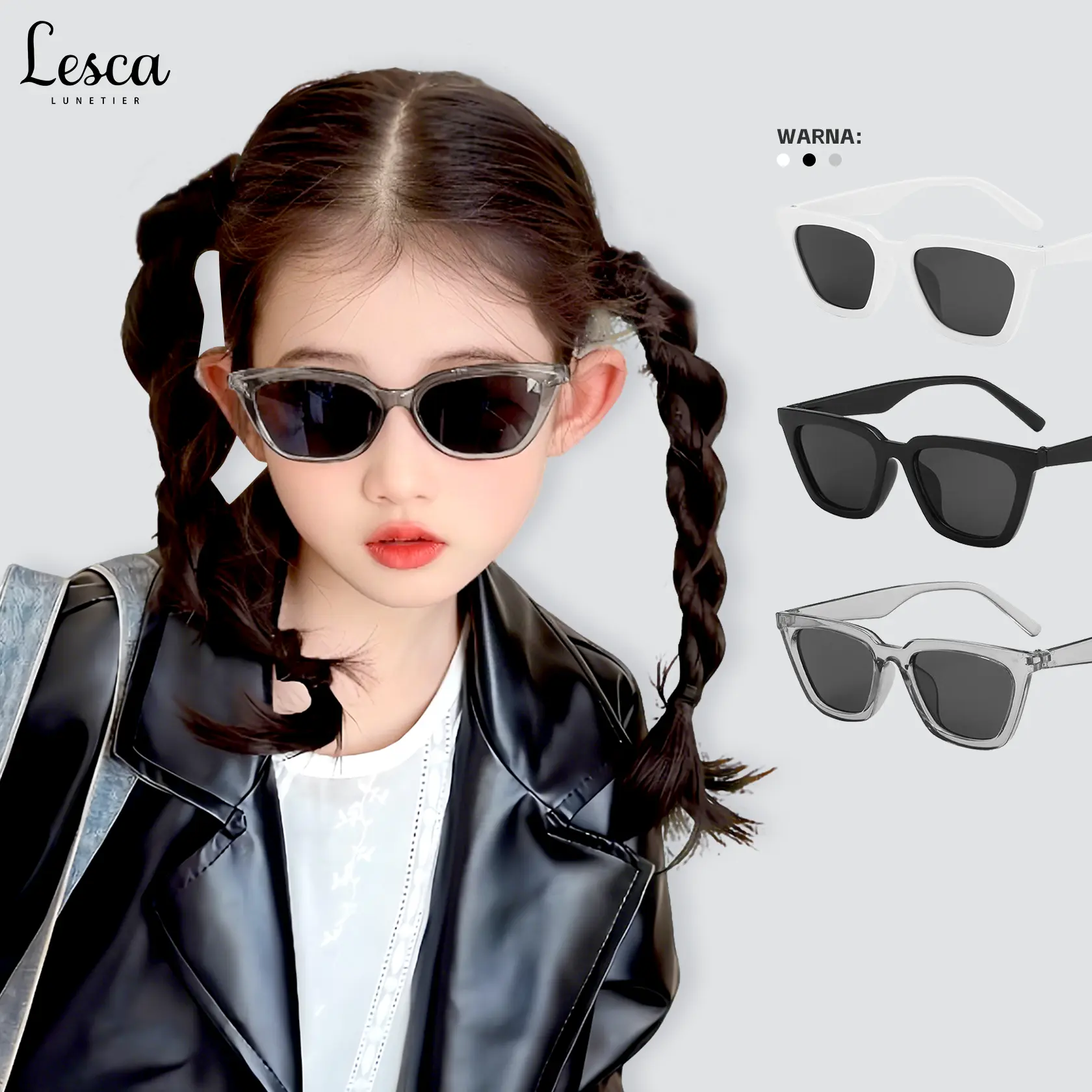 Lesca Kacamara Hitam Anak Model Cat Eye Kids Sunglasses Trendy Fashion