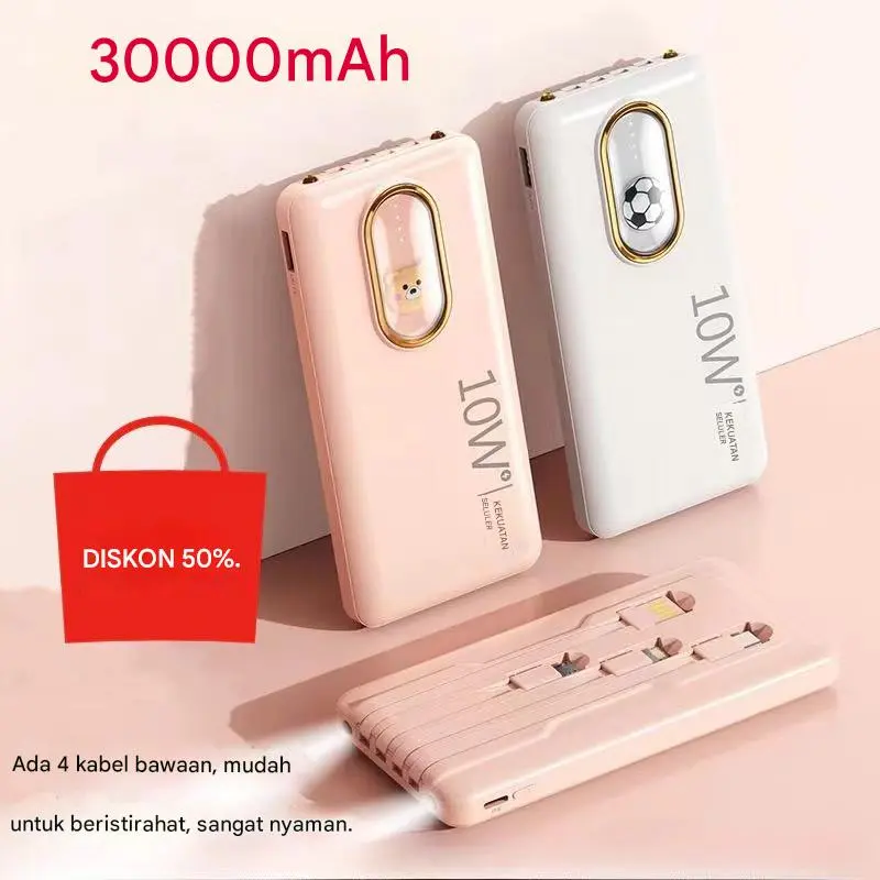 Power Bank 30000 mAh Mini Kartun BeruangUkuran dengan 4 USB Pengisian Cepat SenteiLED Tampilan Cahava Power Bank Power BankEksternal Charger Ponsel Portabel untuk lOS /Android 2