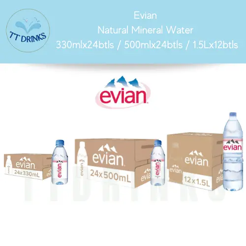 Evian Natural Mineral Water 330mlx24btls / 500mlx24btls / 1.5Lx12btls