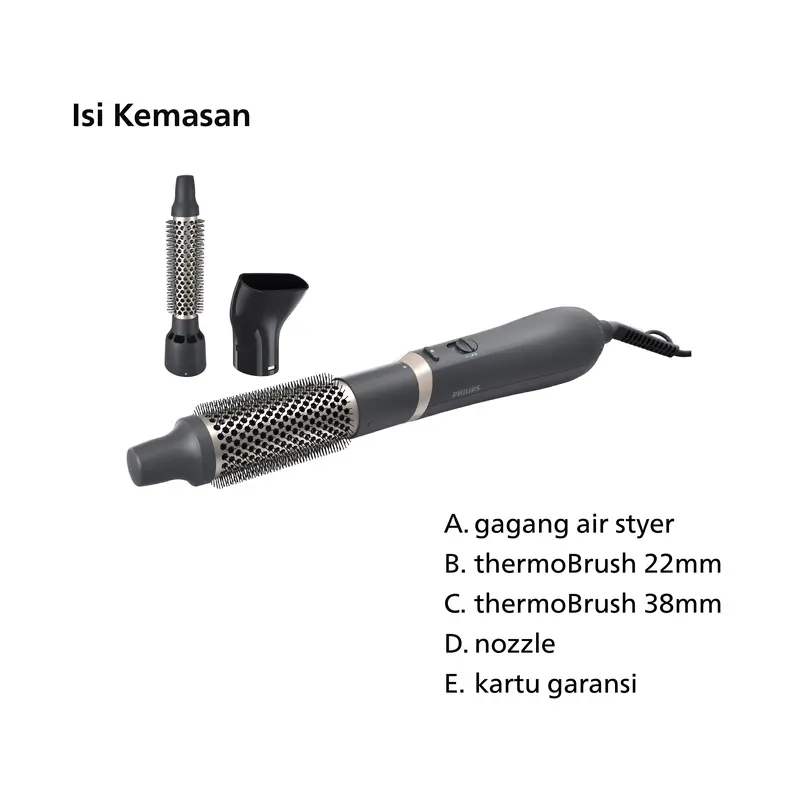 Philips | Airstyler 3000 | Catokan Curly | Styling Mudah 5 Menit Rambut Indah Terlindungi | 3 Aksesoris | BHA301/00 1