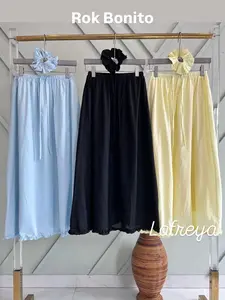 Cleome Lafreya Rok Bonito Renna Bricks Faye Fashion Muslim Wanita LFY Fit Hitam