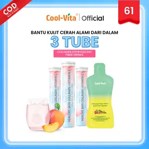 [LIVE - 60+1] 60 Tablet (3 Tube) Coolvita Collagen Effervescent (1 Tube @20 Tablet) + 1 Pouch Minuman Rasa Buah dan Sayuran