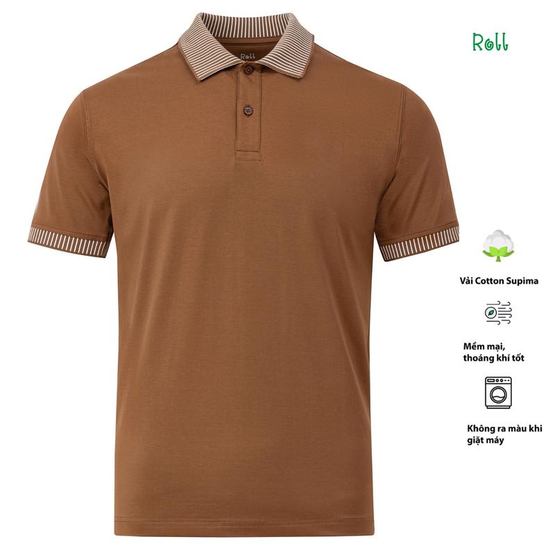  Roll Áo Polo Nam Màu Nâu Sáng Mocha Biểu Tượng Việt Nam Vải Cotton Supima Mềm Mại Không Bai Xù Form Chuẩn Dễ Mặc Trẻ Trung Menswear Tay Ngắn Có Cổ 