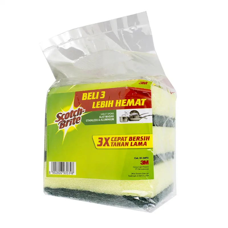 3M Scotch Brite 3 Pcs Sabut Spons Hijau Cuci Piring ID 30P3 3