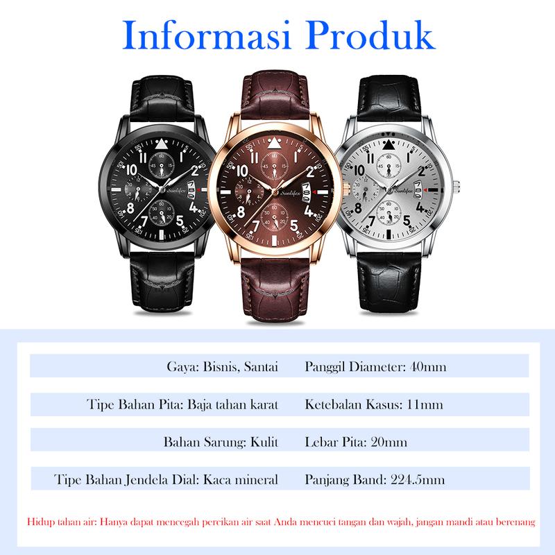 Sunlifex Jam Tangan Pria Original Anti Air Kuarsa Tali Kulit Jam Tangan Cowok  Watches  SL7004 3