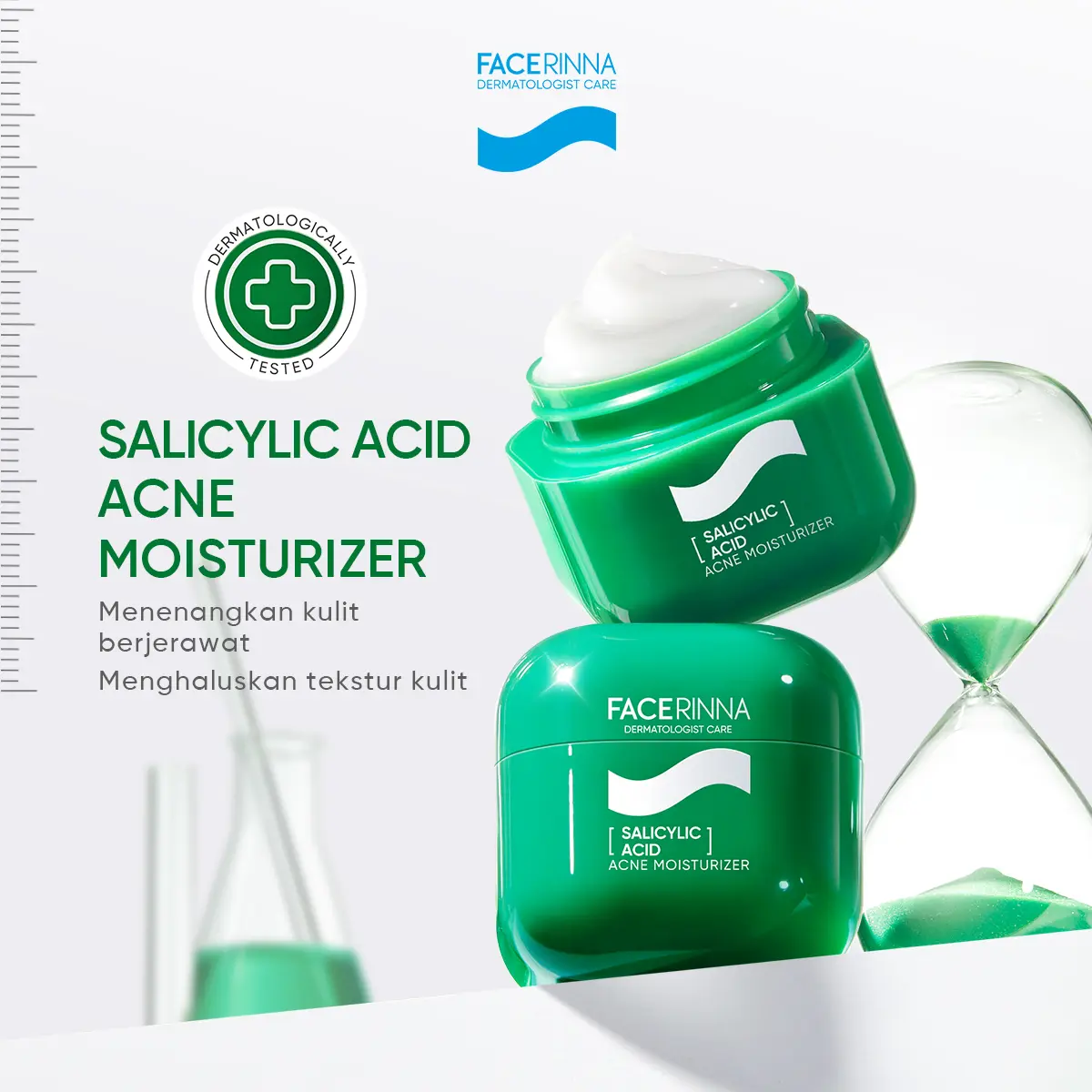 FACERINNA Salicylic Acid Acne Moisturizer | Pelembab Wajah Anti Jerawat Melawan & Mencegah Jerawat Meredakan Peradangan Membuka Pori Mengontrol Minyak Menghaluskan Tekstur Kulit Melembapkan Cepat Menyerap Skincare BPOM with Niacinamide Kulit Berminyak
