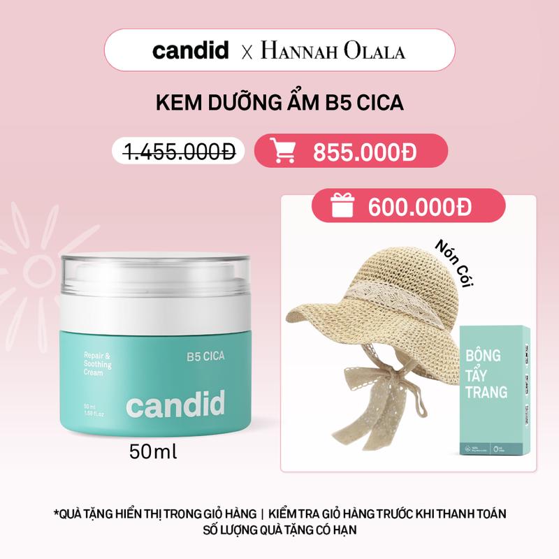 CANDID X HANNAH OLALA - KEM DƯỠNG ẨM PHỤC HỒI CANDID B5 CICA REPAIR AND SOOTHING CREAM 50ML
