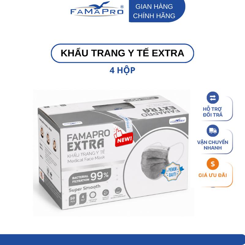 Khẩu trang y tế kháng khuẩn 4 lớp Famapro Extra (50 cái/ hộp)