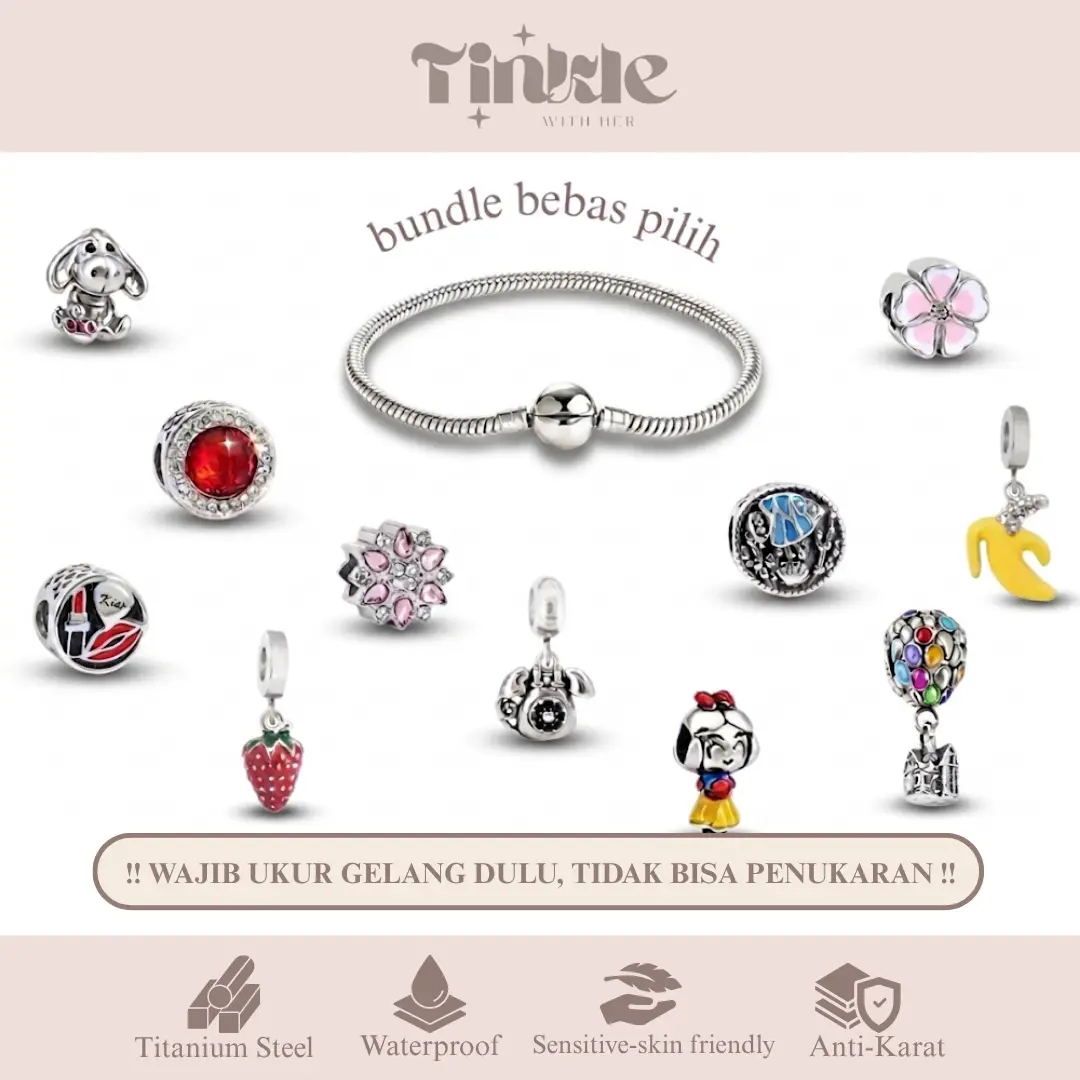 Tinkle With Her PAN PAN DIY CUSTOM (TITANIUM) GELANG SERUT DIY BEADS ANTI KARAT