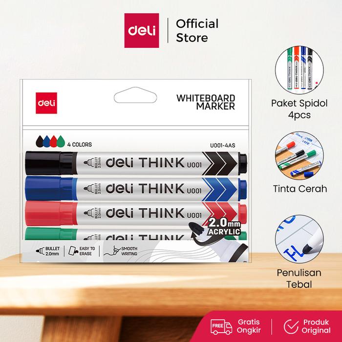 Gambar Deli Whiteboard Marker Set / Paket Spidol Papan Tulis 4 Warna EU001-4AS dari Deli.Indonesia Kab. Tangerang Tokopedia