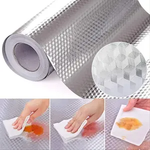 Aluminium foil 40cm x 1m pelindung dapur anti minyak tahan minyak tahan panas tinggi stiker lem kabinet otomatis
