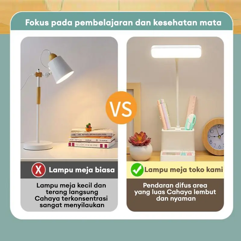 【Garansi 10 tahun】Lampu Meja Anti Rabun Untuk Anak-anak Hanya Untuk Perawatan Mata Multifungsi Kecerahan Yang Dapat Disesuaikan Kapasitas Besar Diperpanjang 1