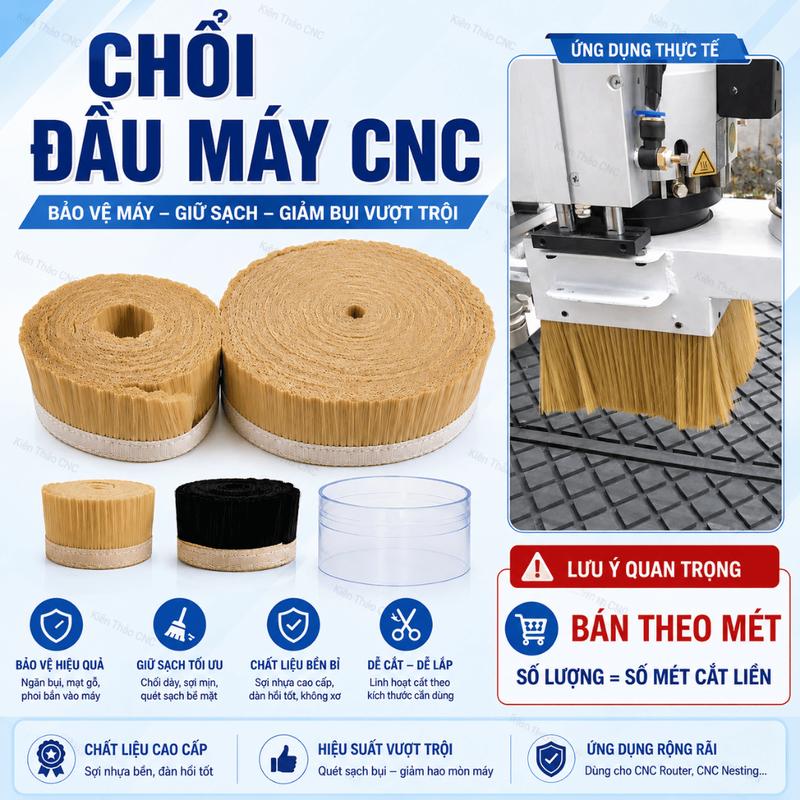 Chổi cước chắn bụi, vòng nhựa trên đầu máy CNC