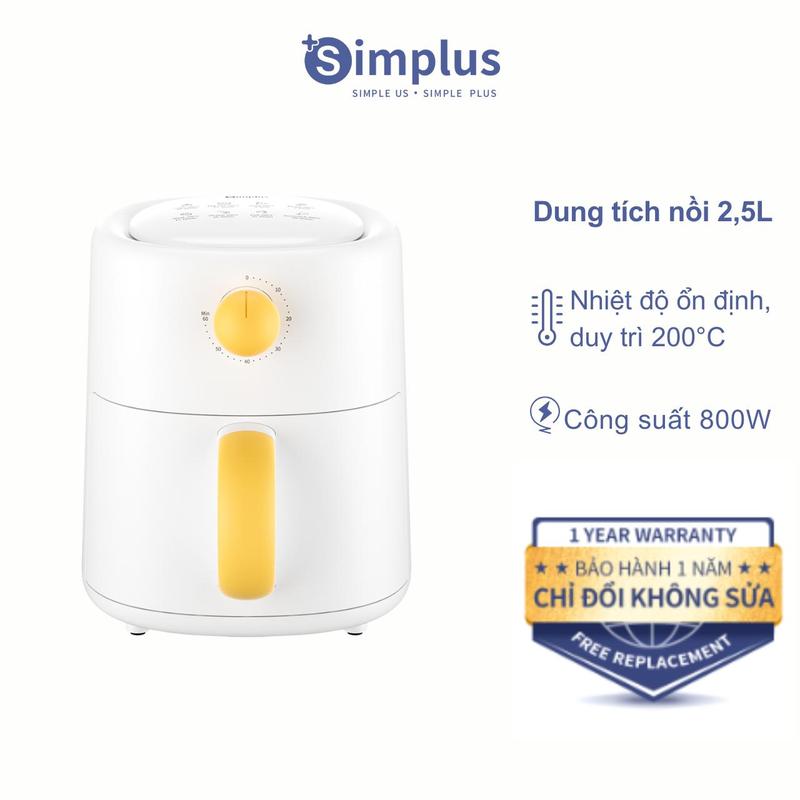 Simplus Nồi Chiên Không Dầu Dung Tích 2.5L KQZG021 Thiết Kế Dễ Thương Mini Phù Hợp Gia Đình Nhỏ Chiên Rán Đồ Ăn Đa Năng Hạn Chế Dầu Mỡ Nhiệt Độ Ổn Định Mức 200°C Bảo Hành 1 Năm Chỉ Đổi Không Sửa
