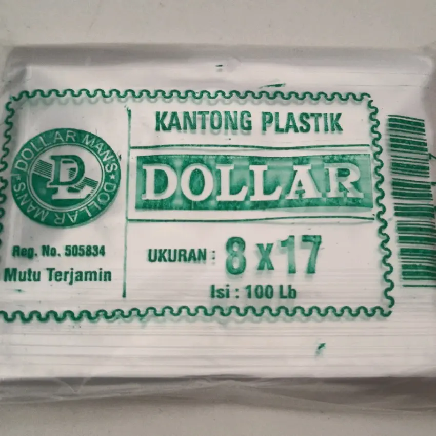 Plastik 8x17 Dollar / 5 bungkus (bening)