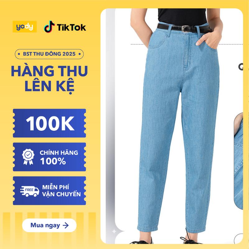 [Đồng giá] [ LIVE ] Quần Jean Giấy Nữ Yody Dáng Baggy, Vải Tencel Mỏng Mặc nhẹ tênh, thoải mái cả ngày - WCJE25S080