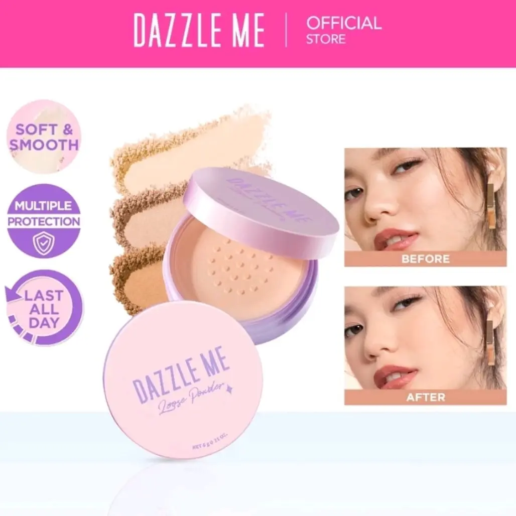 DAZZLE ME Always Setting Loose Powder Long Lasting Soft & Smooth Biru Extract