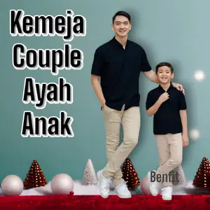 Kemeja couple ayah dan anak laki-laki basic polos katun lengan pendek