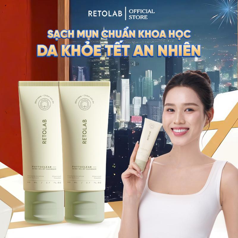 Combo 2 Sữa Rửa Mặt Retolab Phytoclear - 80ml - Hỗ Trợ Giảm Mụn Làm Sạch Dịu Nhẹ Dưỡng Ẩm Da - SR021 cho da khô mụn sữa rửa mặt cho da dầu