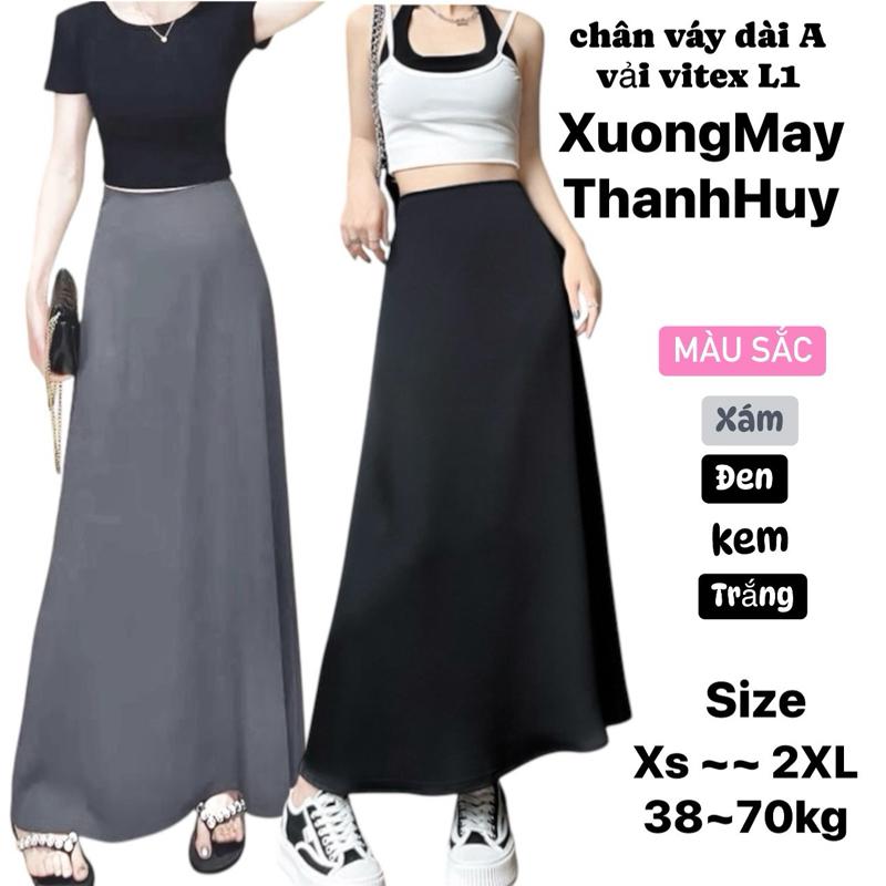  Chân Váy 2Lớp Dáng A Dài chất vải Vitex Hàn Mềm Mịn  Chân Váy A che khuyết điểm tôn dáng Xinh- CVA 190 