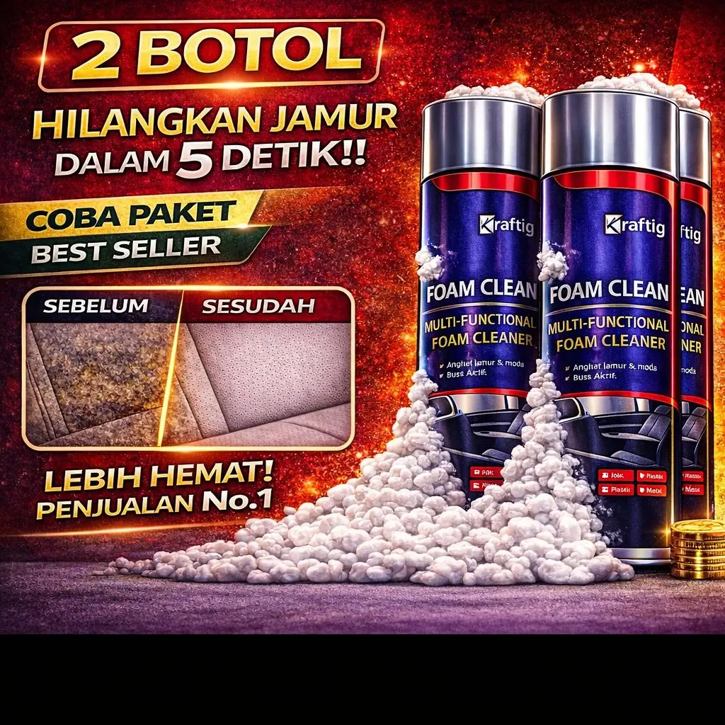 [ Beli 1 DIKIRIM 2 ]  PAKET 2 BOTOL KraftigEON Foam Cleaner Mobil –Pembersih Interior Aman Untuk Kelistrikan, Velg, Mesin Mobil, Dan Sofa rumah