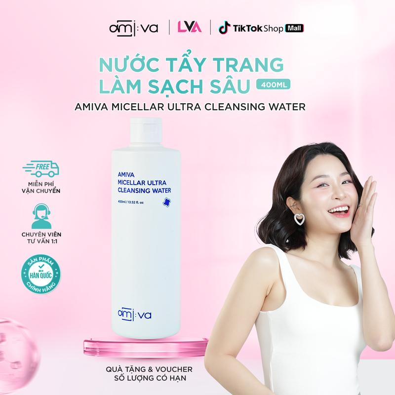 Tặng 1 hộp bông tẩy trang Nước tẩy trang AMIVA Micellar Ultra Cleansing Water 400ml