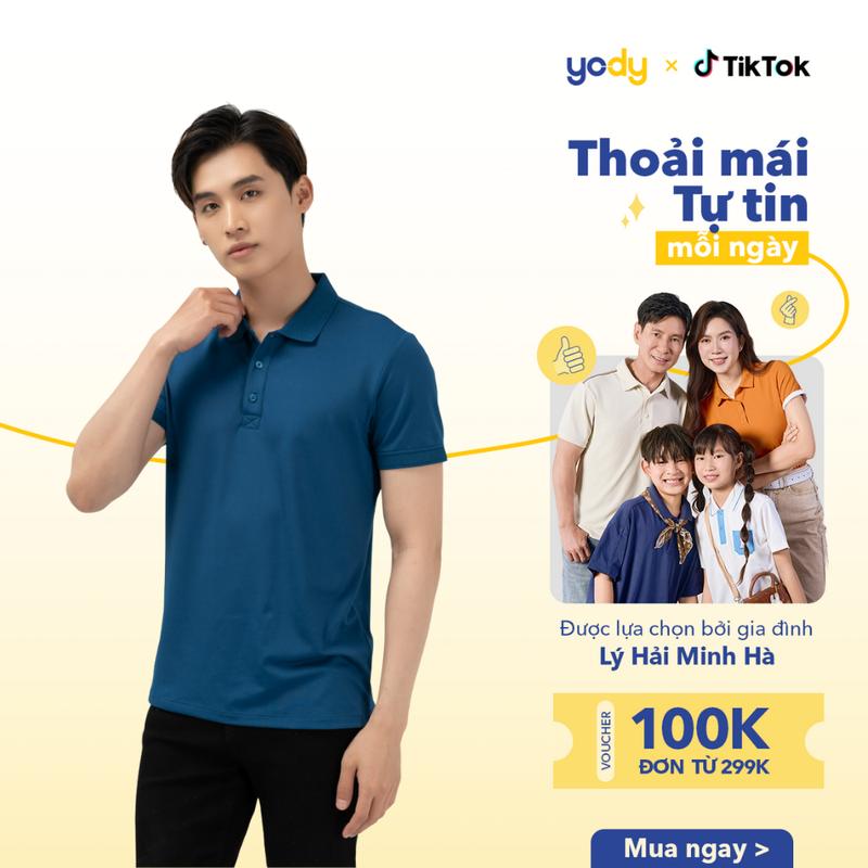 YODY Áo Polo Nam Cổ Bẻ Vải Coolmax Bo Dệt Nổi APM5179