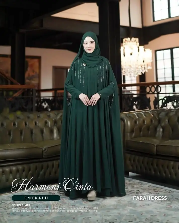 Farah Gamis Muslim Polos Simpel Bahan Ceruty Babydoll Mix Payet Dress Muslim Terbaru Wanita Dewasa Kondangan Mewah Pesta