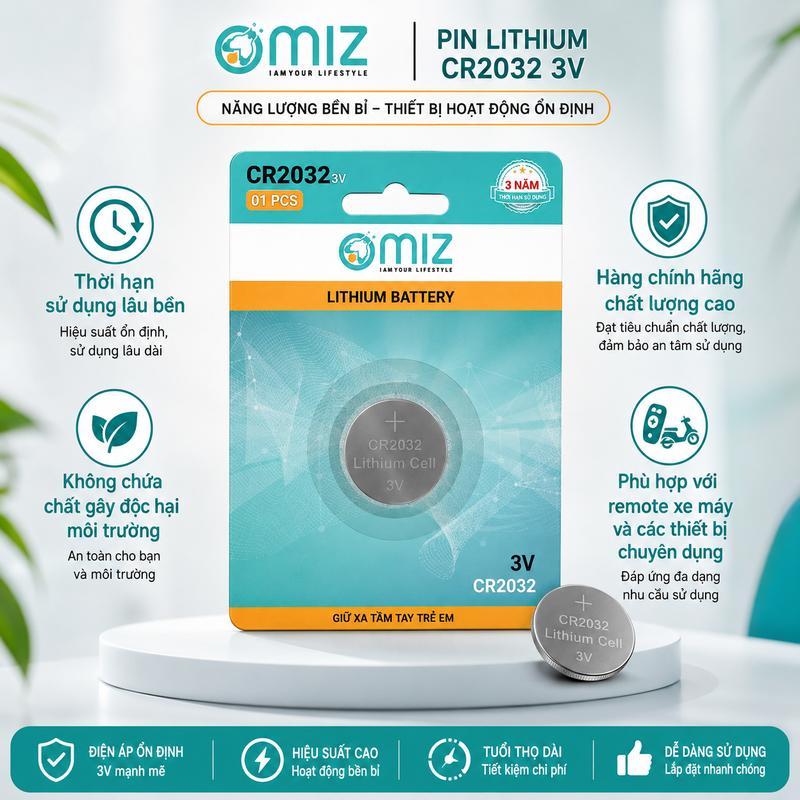 Pin Cúc Áo Chất Lượng Cao Lithium CR2032 3V - Vỉ 1 Viên