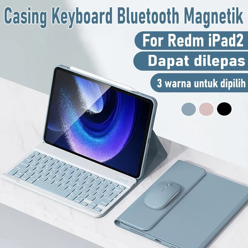 Magnetic Case for Redmi Pad 2/2Pro 2025 Bluetooth Keyboard Casing keyboard Bluetooth nirkabel yang dapat dilepas