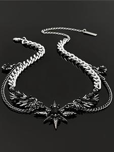 Collar de Estilo Oscuro y Moderno con Diseño de Alas de Estrella Ráfaga, Collar Hiphop Unisex Personalizado y Punk para Fiestas, Joyería de Moda para Hombres y Mujeres