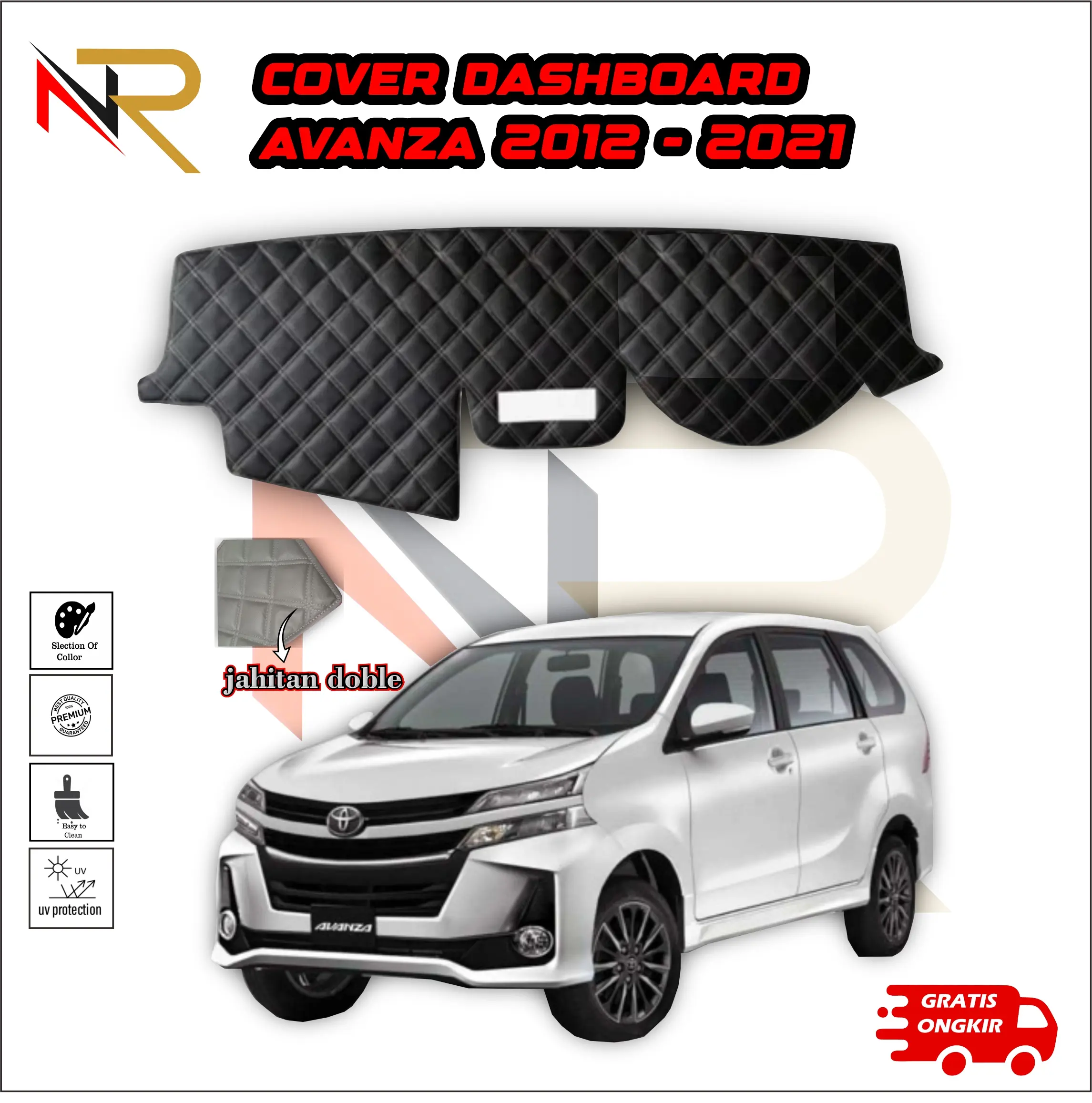 Cover Dashboard Mobil AVANZA THN 2012-2021 alas dasbor Jahitan Double Best Seller Tikar Pelindung Mobil FREE Perekat