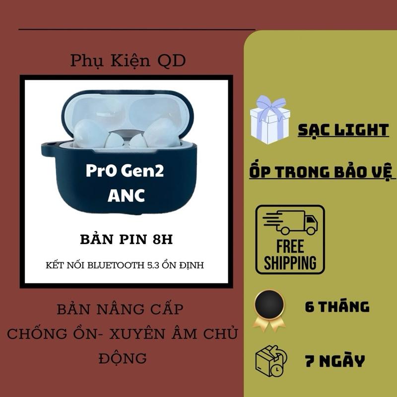 Tai Nghe Bluetooth Pr0 Gen2 ANC Bản Nâng Cấp Chống Ồn 40db- Xuyên Âm Chủ Động Bass Căng| Pin 8H Kèm Ốp Bảo Vệ+ Cap Usb. Bảo Hành 6 Tháng Lỗi Đổi Mới Nhét Tai Nhạc Earphone Micro Tích Hợp Sẵn Nghe Nhạc Bluetooth