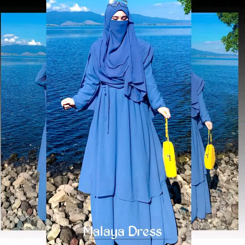 Gamis Malaysia Syari ceruty Babydoll Premium Polos Elegan Mewah