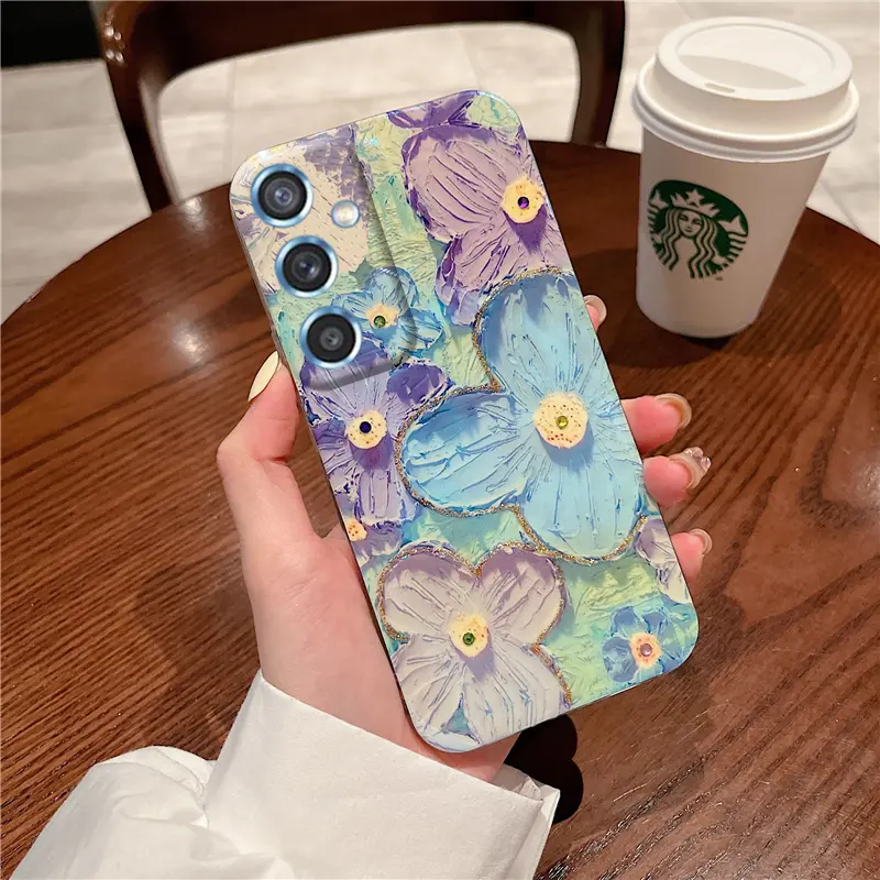 New Phone Case for Samsung Galaxy A56 5G A36 A26 A16 S24 FE A55 A35 A25 A15 A54 A24 A34 A14 A05S A05 A04S A53 A73 A13 A23 A33 A52s A52 Fashion Soft Case Painting Flowers Cover Camera Protect Casing