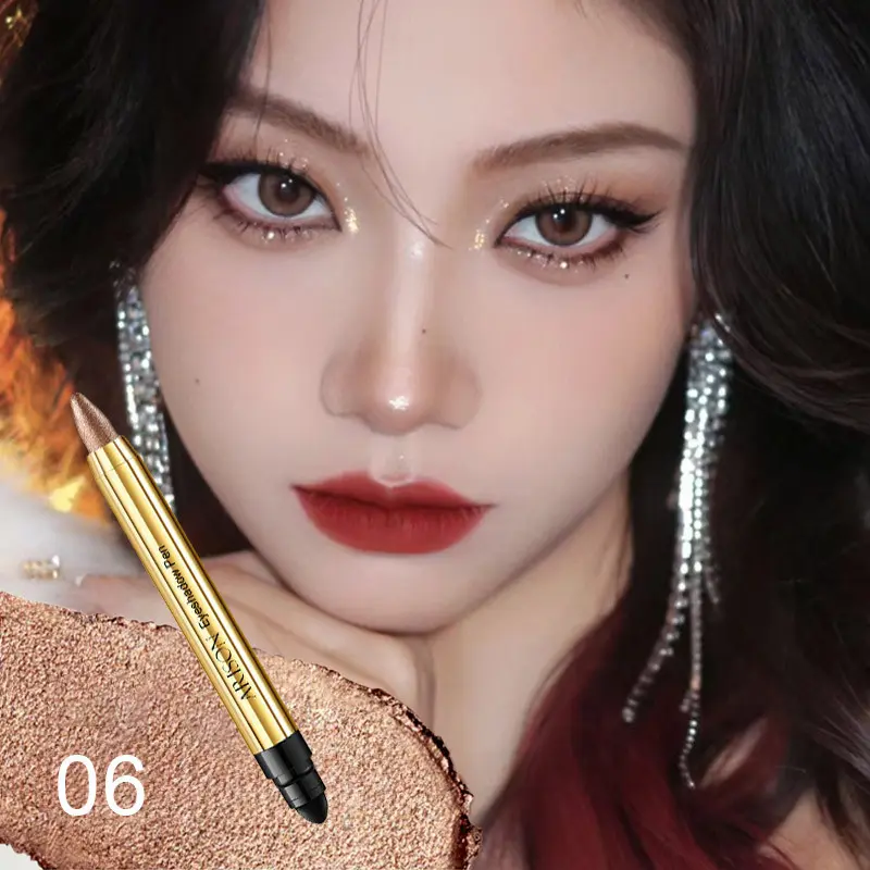 ARISON Double Head Makeup Eyeshadow Pen Eyeshadow Crayon Cosmetic Glitter Eyeshadow Stick 8