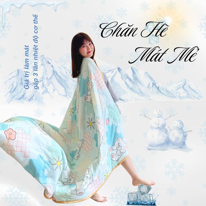  Chăn thun lạnh có họa tiết chăn mùa hè mát lạnh size 1m5 x 2m 2m x 2m3 