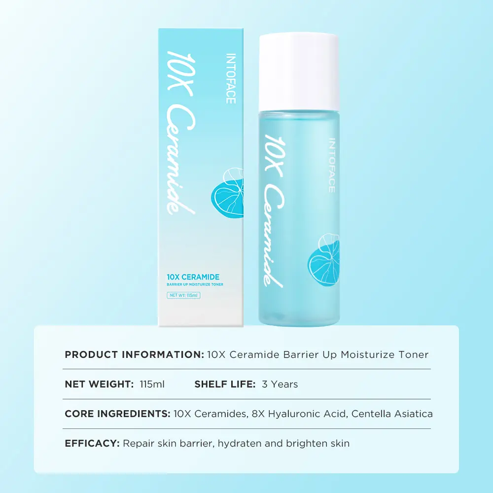 INTOFACE 10X Ceramide Moisturizer Toner Skin Barrier calming Toner Wajah Pencerah With Hyaluronic Acid & Centella Asiatia For All Skin Types 115ml Toner Pelembab Memperbaiki kulit Mencerahkan warna kulit Pelembab
