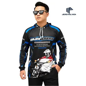 Jersey Ojek Gabah Lengan Panjang Baju Angkut Gabah Kaos Petani Sport Bahan Hayget Premium Adem dan Menyerap Keringat Dilengkapi Penutup Kepala